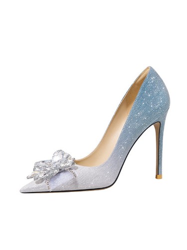 Zapatos de Boda de Cristal, Zapatos de Banquete Tacones Ajustados, Tacones Altos,