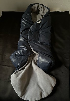 7 A.M. Enfant Nido Fluffy ND100 Baby Bunting Bag Footmuff Navy Gray Fleece 0-6M￼