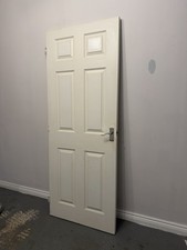 Solid Wood Internal 6-Panel Fire Door Internal Door With Crome Handles