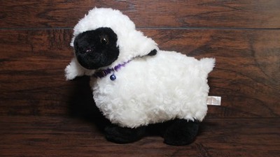 DanDee Collector s Choice White Lamb Plush Sheep Black Face Purple Collar 9''