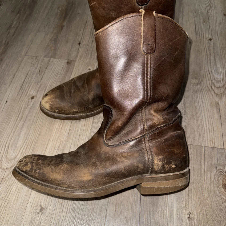 Винтажные ботинки-роперы LL Bean Pecos без застежек коричневые кожаные мужские искусственно состаренные размер 11 - Изображение 4 из 4