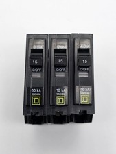 3X SQUARE D 15 Amp Circuit Breaker QO115 Plug-In 1 Pole 120V LOT OF 3 BRAND NEW