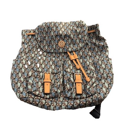 Tory Burch PRINTED NYLON FLAP BACKPACK Blue Multi