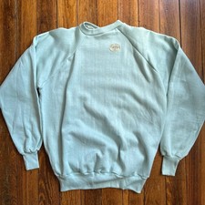 Vintage 1970  s Light Teal Blue Sweatshirt NOS w/ Staining Size Large