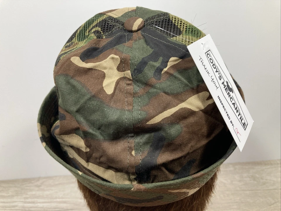 VTG Mesh Woodland Camo Jones Hunting Bucket Boonie Hat Fedora XL Korea Cotton - Image 3 of 4