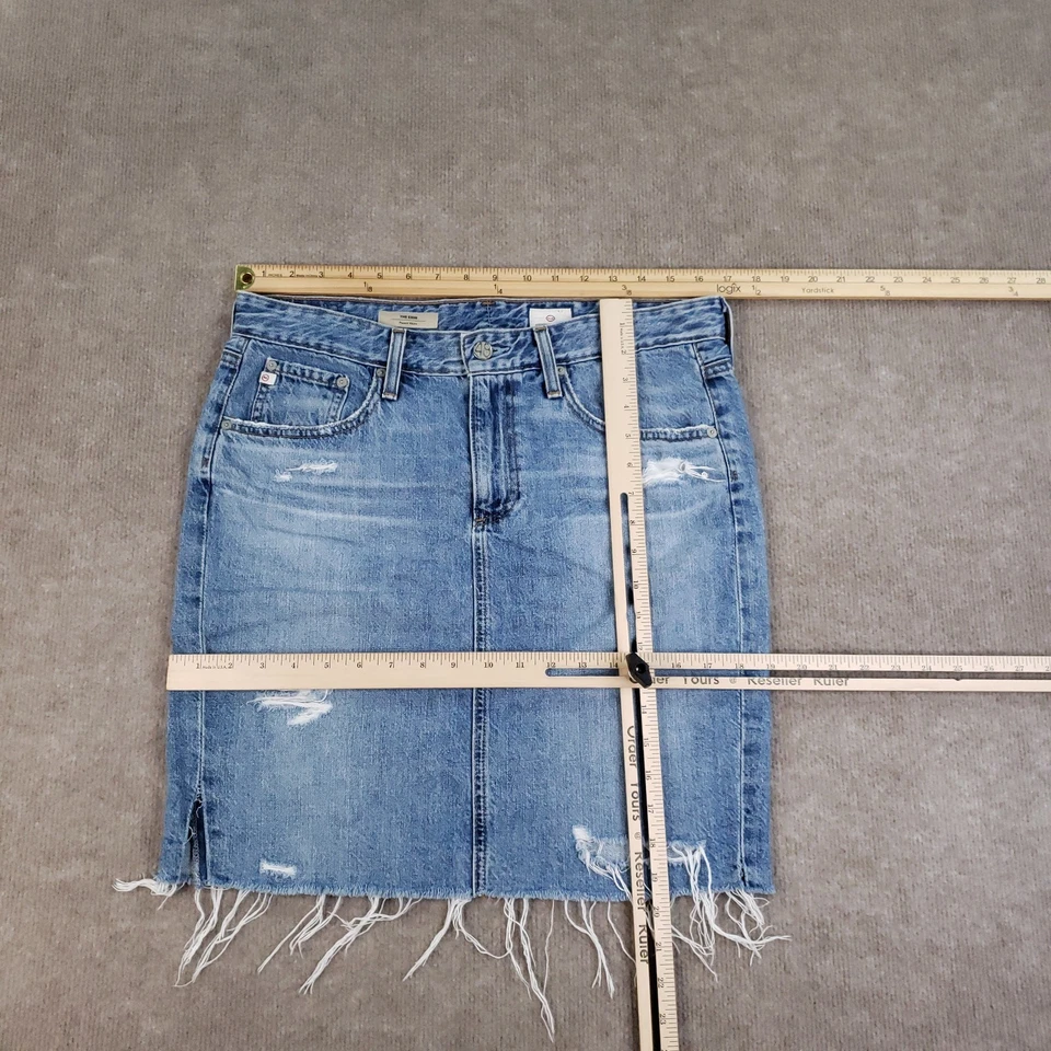 AG Adriano Goldschmied Erin Pencil Skirt Womens 30 Blue Denim Distressed Frayed - Image 2 of 4
