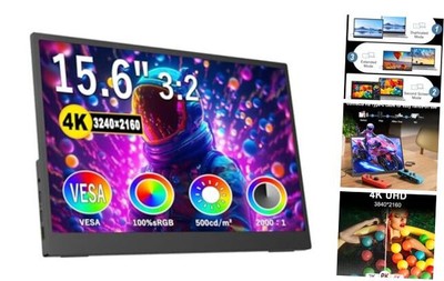 Portable Monitor 15.6inch 4K,Ultra-Slim Computer Display HDR IPS Gaming 