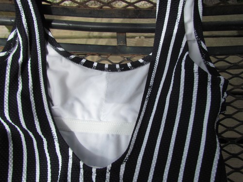 H&M Textured Black & White Vertical Stripe one piece Swimsuit/Bathing Suit sz S - Picture 7 of 10