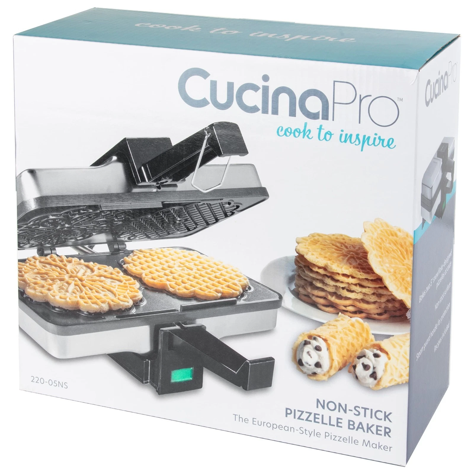 Pizzelle Maker- Non-Stick Electric Baker Press Makes Two 5-Inch Cookies at Once