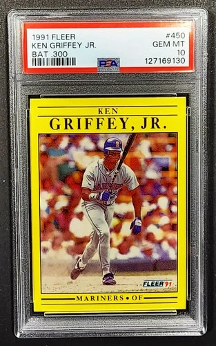 KEN GRIFFEY JR 1991 FLEER BAT 300 YELLOW PSA 10 GEM ULTRA RARE