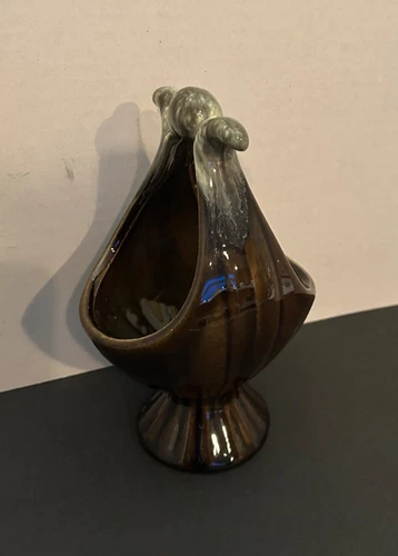 Hull Pottery Olive green Basket Vase