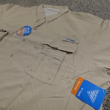 Columbia Shirt Mens 4XL Beige Bahama II PFG Fishing Omni Shade Button Up UPF 50
