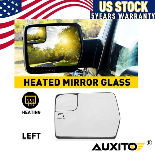 Left Side Mirror Glass Lens w/Heated+Spotter Glass For Ford F150 2011-2014 New