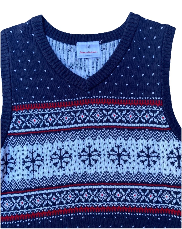 Chaleco de Copo de Nieve de Vacaciones Hanna Andersson Camisa de Franela a Juego Talla 140 10 Usado en Excelente Condición Foto 3 de 4
