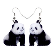 Acrylic Cute Panda Earrings Dangle Drop Chinese Cartoon Animal Jewelry For Women