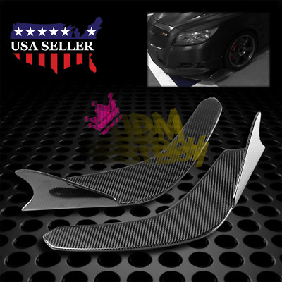 Shark Fin Style Real Carbon Fiber Front Bumper Lip Kit Diffuser Canard Splitter