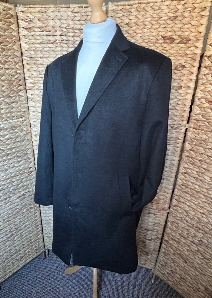 Marks and Spencer mens wool coat black XL winter coat Christmas