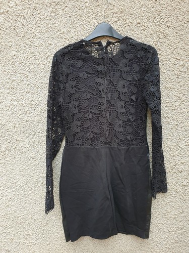 Vestido combinado de cuero suave de encaje negro ZARA manga larga ceñido al cuerpo PVP 59,95 UK 10 - Imagen 8 de 9