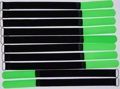 BIE-TEC 10x Kabelklettband 30 cm x 20 mm neon grün Klettband Klett Kabel Binder Band Öse