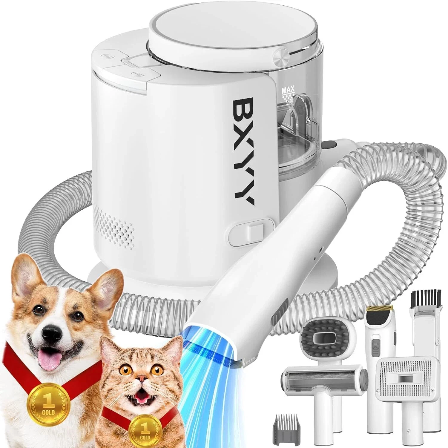 BXYY G20 Dog Grooming Vacuum, Dog Hair Groomer, Hair Clipper Combs, 1.5L - WHITE