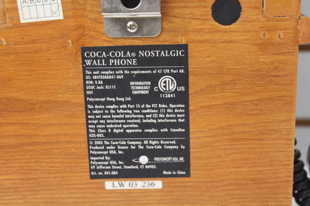 【希少】コカ・コーラ 公式 木製 レトロ調 壁掛け電話※実際につかえます。 COCA-COLA Nostalgic Wall Hanging Push Phone Retro Telephone