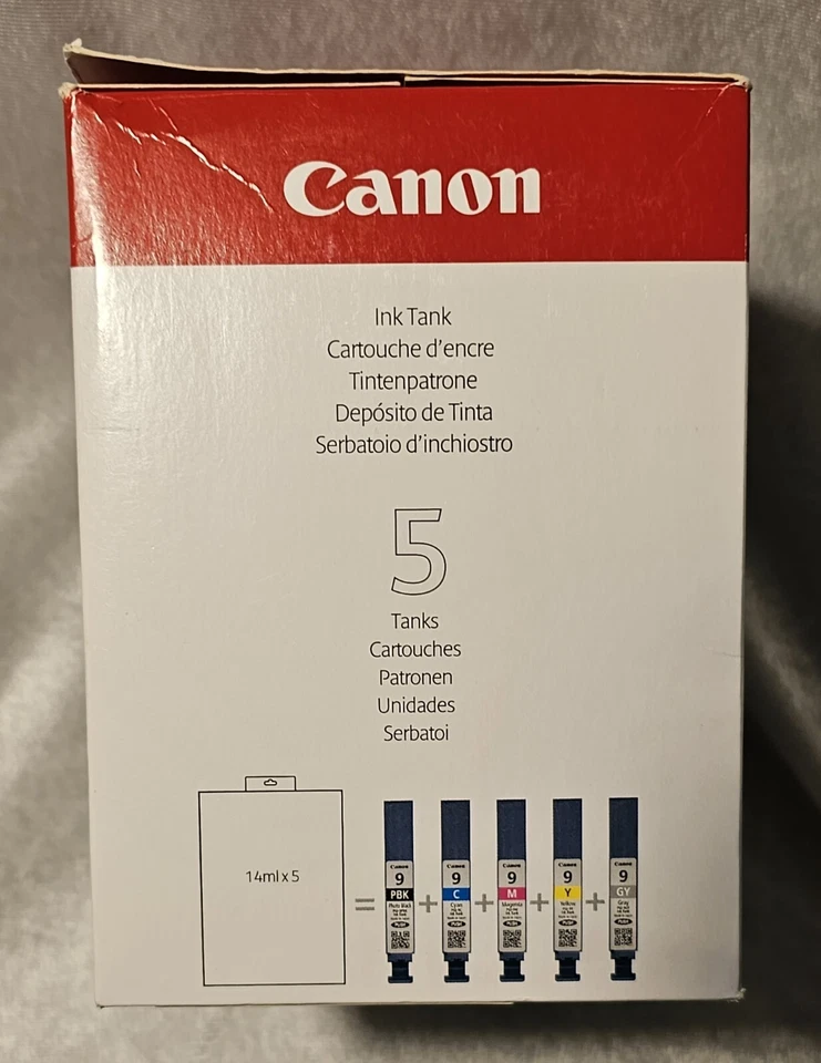Genuine CANON Pixma Multi Pack Pgi-9/Pbk/C/M/Y/Gy Open Box Sealed PACK NEW - Image 3 of 4