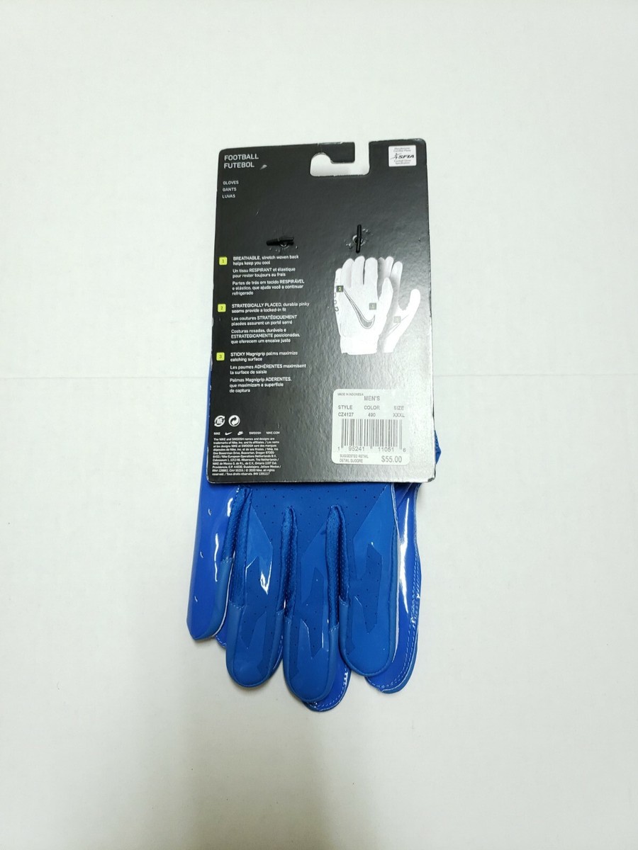 Nike NFL Vapor Jet 6.0 Football Gloves Blue Men's Size XXXL