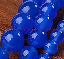 Natural 6/8/10/12/14mm Blue Jade Gemstone Round Loose Beads 15'' Strand