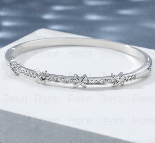 Bling Crystal X Cross Love Island Kisses XO BANGLE BRACELET Gemma Owen Inspired - Picture 2 of 3