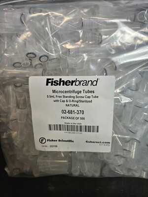 Fisher Scientific Centrifuge Tube 0.5  ml Screw Cap with O-Ring PP 500 Tubes