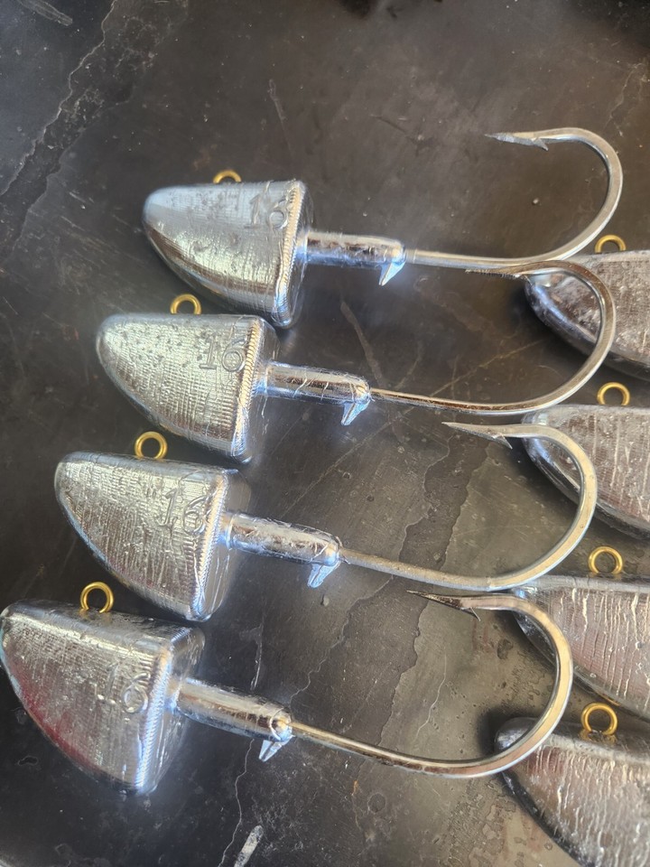 16oz saltwater SWIMBAIT SHAD Jig heads ALASA Halibut Lingcod 8 pack 12/