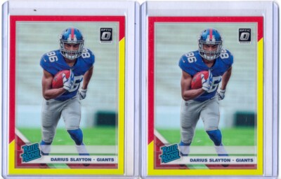 (2) DARIUS SLAYTON 2019 PANINI OPTIC RED YELLOW HOLO RC #188 LOT ( 2 CARDS)