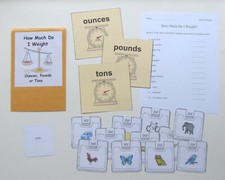 Teacher Made Math Learning Resource Center Game Weight Ounces, Pounds  Tons