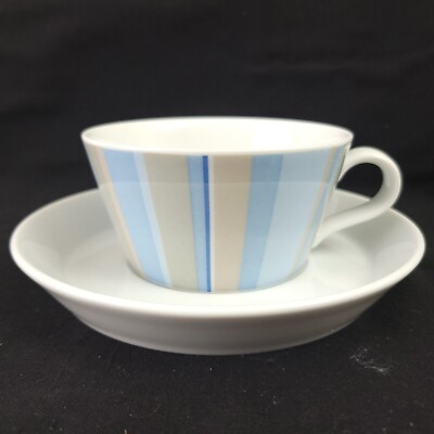 Arzberg TRIC Sieger Design Oversized Cup & Saucer Blue Beige Stripes