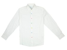 BAR III Slim Fit Colored Button-Down Dress Shirt M 15-15.5 / White