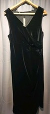 M&Co boutique 'opulence' black velvet faux wrap dress sz16 NEW WITH TAGS