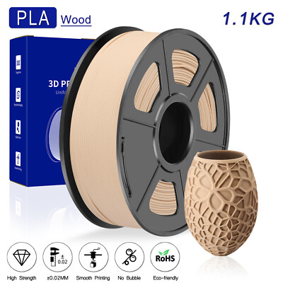 JAYO WOOD HOLZ Filament 1,75mm 1,1KG Spule 3D Drucker 20% Holzfaser Kein Tangle