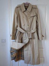 Burberry Women's Vintage Honey Beige Check Haymarket Trench Coat Uk 14/ Uk 16