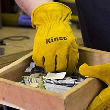 Kinco, Guante De Esquí De Cuero De Cerdo Para Hombre 901-S, Forro Térmico HeatKeep, Hilo Draylon, Pequeño, Dorado, Con Cera Impermeable Nikwax