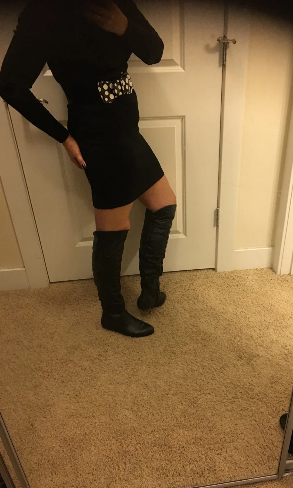 MOSCHINO Vestito Maglione Nero con Collo Nylon Velluto Increspato Lana Acrilico Tg 6