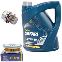 MotoröL Set 20W-50 5 Liter + ÖLfilter SH 4765 + Schraube FüR Mercedes 190 T1 Bus
