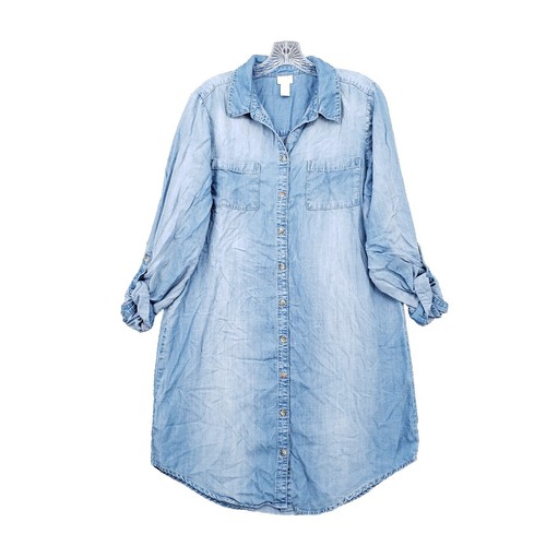 white christmas dresses Skylar Short Sleeve Braided Denim Dress in light wash main image 1