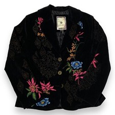 Paparazzi By Bizz Women’s Size Medium Floral Embroidered Black Velvet Blazer