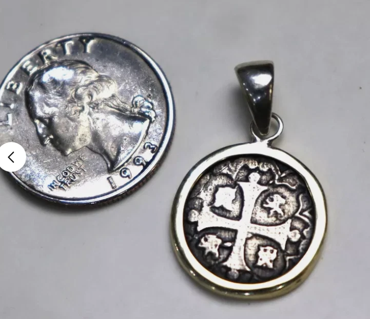 Urca de Lima SPAIN COLONIAL PIRATE COIN solid .925 STERLING SILVER Pendant 26mm - Image 4 of 4