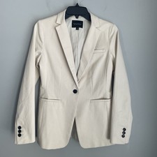 Banana Republic Blazer Size 4 Long Lean Ivory Warm White Career Interview EUC