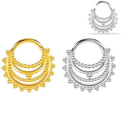 1,2mm Septum Clicker Ornament Ring in 4 Schichten 3D Scharnier Gold Silber