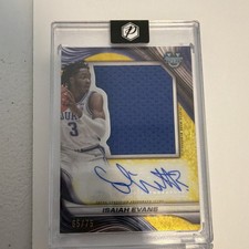 Topps 2024-25 Bowman Univ Best Isaiah Evans Relic Auto Yellow /75 Duke