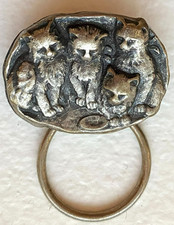 Vintage Eyeglasses Holder Brooch/Pin Cats/Kittens