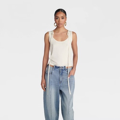 KBB by KAHLANA Women 'The Tie-Front Tank Top' - Cream M