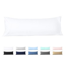 Body Pillow Cover 20x60 White 100 Egyptian Cotton 600 Thread Count Soft, B...